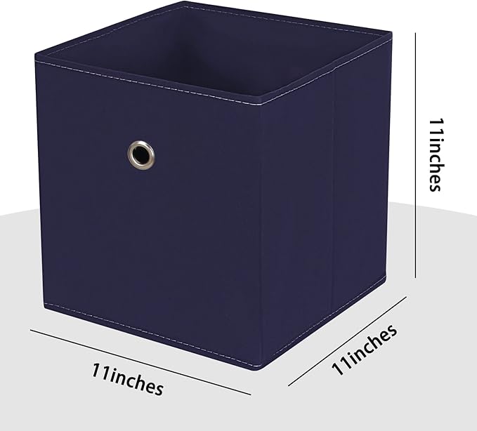 Black Foldable Storage Cubes Bins, Navy Blue
