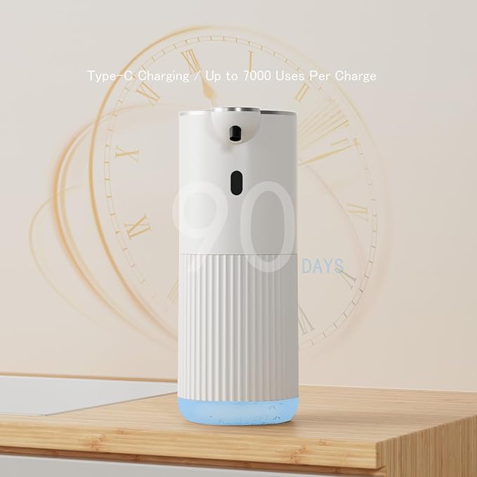 Automatic Liquid Soap Dispenser, Touchless Hands-Free, Crisp White - USB-C Rechargeable with LED Display (Battery Included), 7000 Uses, 6 Dispensing Settings, for Kitchen Bathroom, Mountable