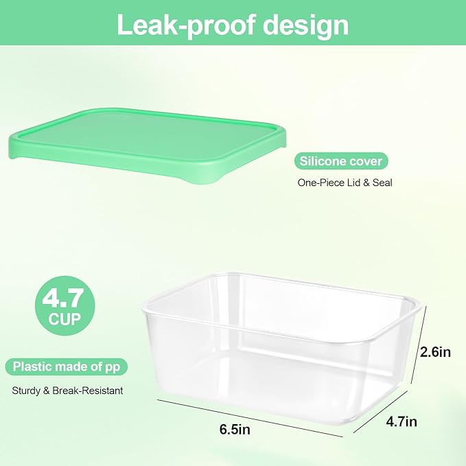 Quodac Food Storage Containers 4-Pack, 4.7 Cup Leakproof Lunch Boxes with Silicone Lids, Microwave & Dishwasher Safe, BPA-Free Meal Prep Containers