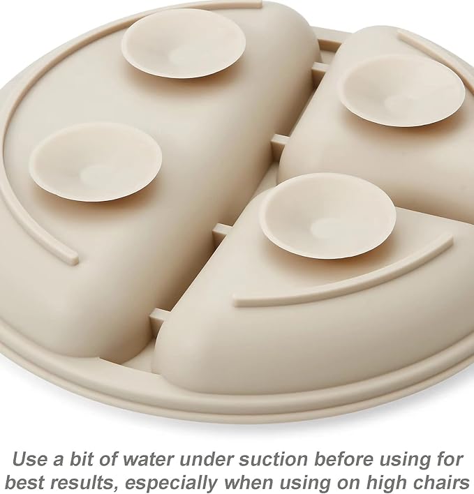 PandaEar Silicone Baby Feeding Set| 2 Pack Silicone Divided Suction Plate and 2 Pack Tiny Cup with 2 Spoons 2 Forks| Baby Led Weaning Supplies Self Feeding Eating Utensils (Light Tan/Walnut)