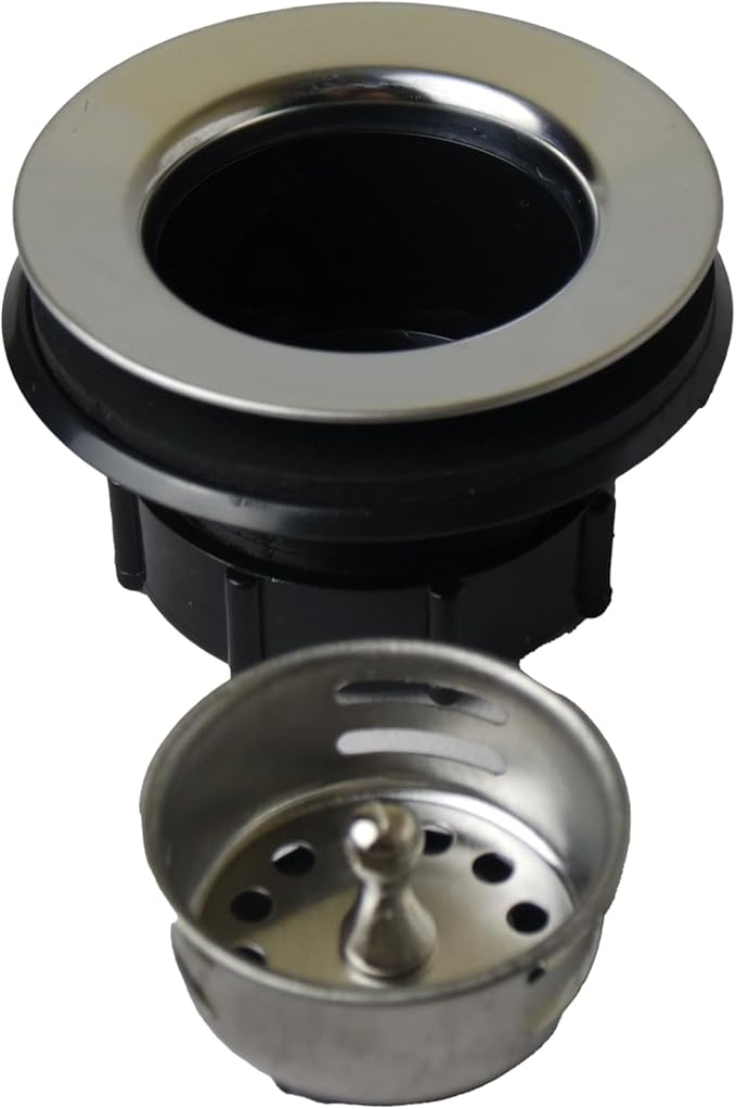 APEX RV Sink Drain with Removable Stainless Steel Strainer, fits (2 1/2 inch) Sink Opening, Fits (1 1/2 inch) Pipe Diameter for RV, Camper, Trailer, Marine Vessel, Cabin, and Bar Sink.