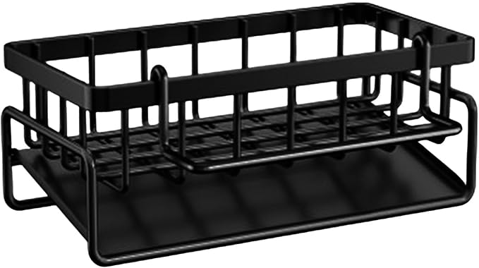 Sink Sponge Holder, Rustproof 304 Stainless Steel Kitchen Caddy Sink Organizer with High Brush Holder,Kitchen Sink Organizer for Sponge,Dish Brush,Soap Dispenser