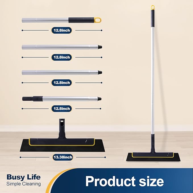 Yocada Floor Squeegee - 6.5ft, EVA Blade - Tile, Pet Hair, Marble Cleaning