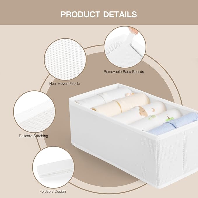 Drawer Organizer Clothes, 21 Pack Dresser Organizer for Baby Clothes, White