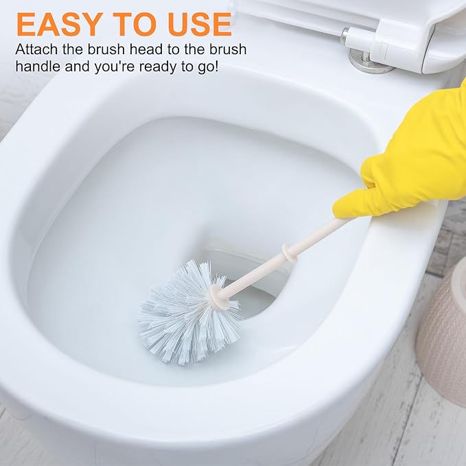 uxcell 2 Pcs Toilet Bowl Brush Replacement Head 12mm, Toilet Scrub Brush Cleaning Round Ball Shaped Toilet Brushes Heads White