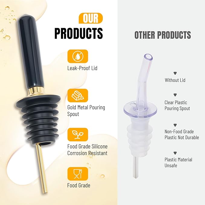 Baalaka 4-Pack Coffee Syrup Dispenser, 7 OZ/200ML Honey Dispenser, Small Syrup Bottles with Funnel & Extra Nozzles, Glass Syrup Dispenser for Coffee Shop, Home Kitchen