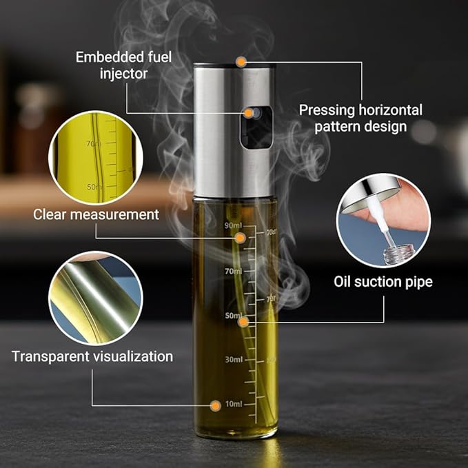ZiTour Oil Sprayer for Cooking, 2026 New Olive Oil Sprayer, Portable Glass Oil Sprayer Bottle for Kitchen, Upgraded Air Fryer Oil Sprayer for Roasting, Refillable Oil Mister for Home Chef (2)