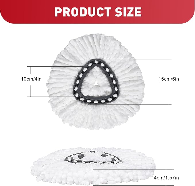 Mop Replace Head Compatible with Ocedar Mop Heads Replacements, Mop Refill Compatible with O-Ceda EasyWrin Spin Mop Head Replacement 1-Tank System Only, 6 Refills