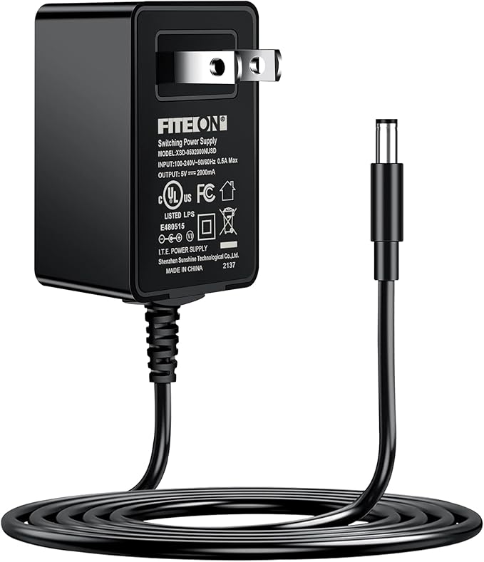 FITE ON 5V Power Adapter Replacement for NOREWER Electric Spin Scrubber Power Bathroom Cleaner Hurricane SpinScrubber Brush Rechargeable Battery Charger UL Listed