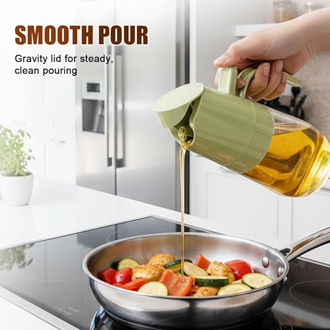 Drkicsy 2 in 1 Glass Oil Sprayer & Dispenser, Olive Oil Dispenser Bottle Spray and Pour, Oil Spray Bottle for Cooking, Olive Oil Dispenser for Kitchen Air Fryer, Salad, Frying, BBQ (White, 300 ML)