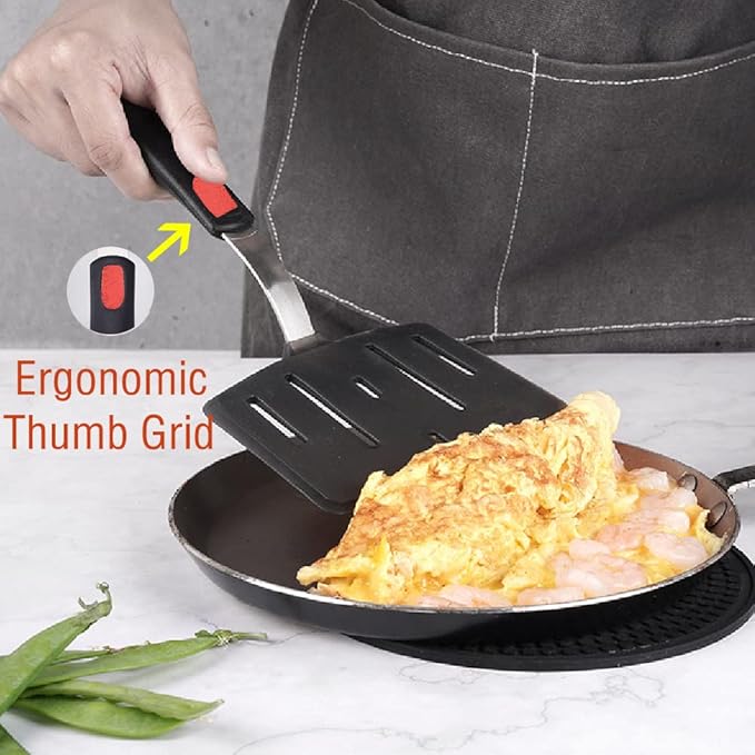 Silicone Spatula Turner Set of 4, Wiztoynia 600°F Heat Resistant Cooking Spatulas for Nonstick Cookware, BPA Free Rubber Spatula Large Kitchen Utensils Set for Egg, Pancake, Burger, Fish