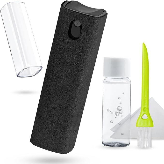 walrfid Screen Cleaner Touchscreen Mist Spray, walrfid Cleaning Kit for Electronic Smart Phone TV, Laptop, Tablet, PC, Computer LCD Flat Screens, Compatible with iPhone iPad MacBook Pro - Black