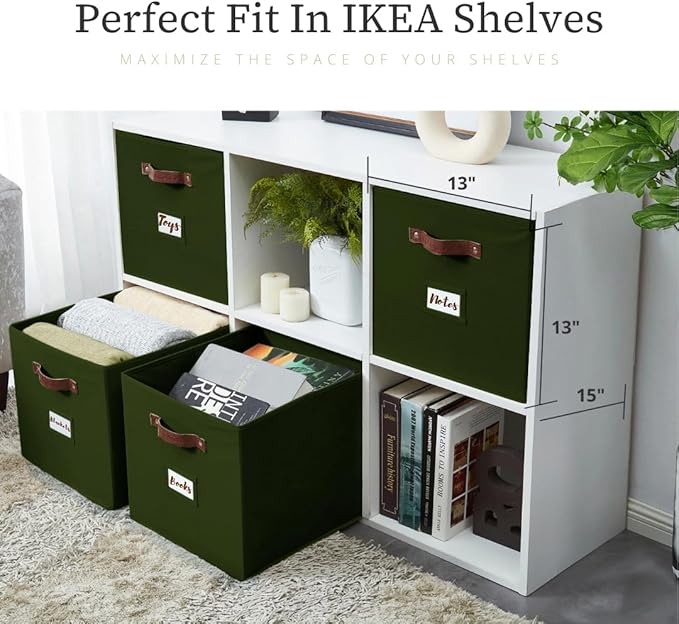 Storage Baskets, Kallax / 4pcs, Olive Green