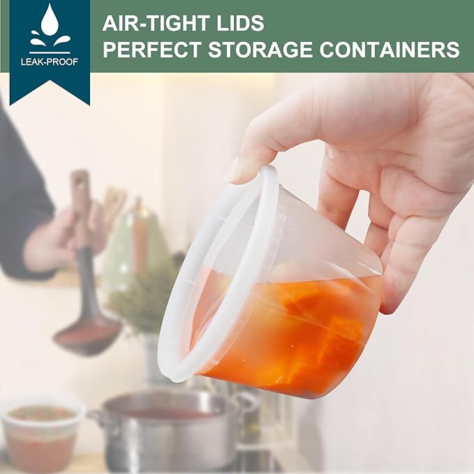vivigu Deli Containers with Lids 48 Sets [8,16, 32 oz 16 Each ] - Food Storage Containers with Lids Freezer Safe, Soup Containers for Restaurant, BPA Free | Portion Control | Leakproof | Microwave