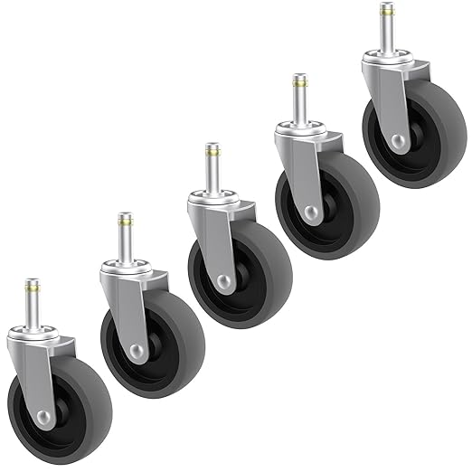 RILIDRI Replcament Casters for Brute Trash Bin Dolly Set of 5, 3-Inch Trash Can Dolly Replacement Wheels - 375LBs per Set