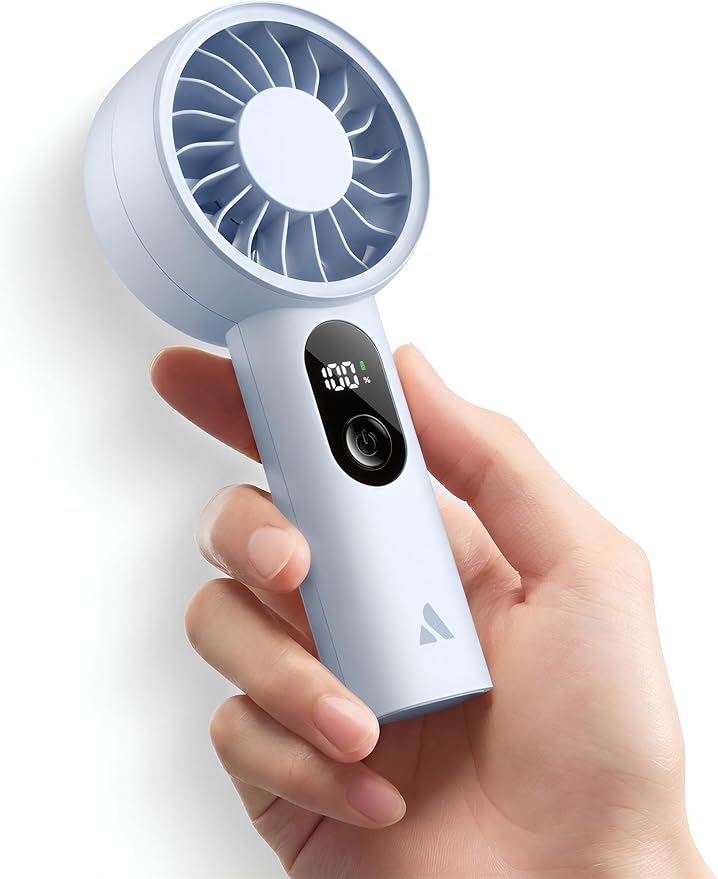 Aecooly Mighty Portable Fan, Powerful Handheld Fan, USB Rechargeable [10H Max Cooling Time], Mini Personal Battery Powered, Pocket for Travel, Summer, Gifts for Women, Girls -Blue