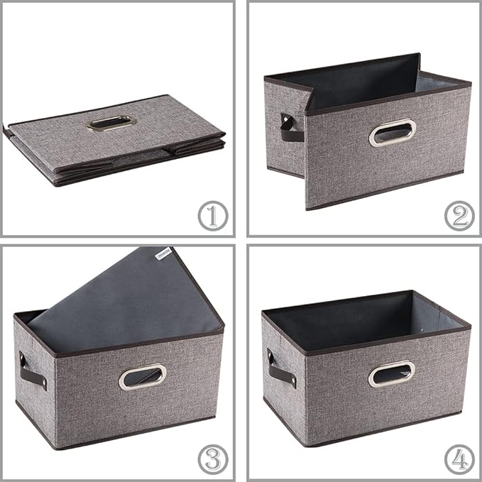 PRANDOM Fodable Baskets (5-Pack) - Grey Storage Cubes - 11.5x8.5x6.7 Inch