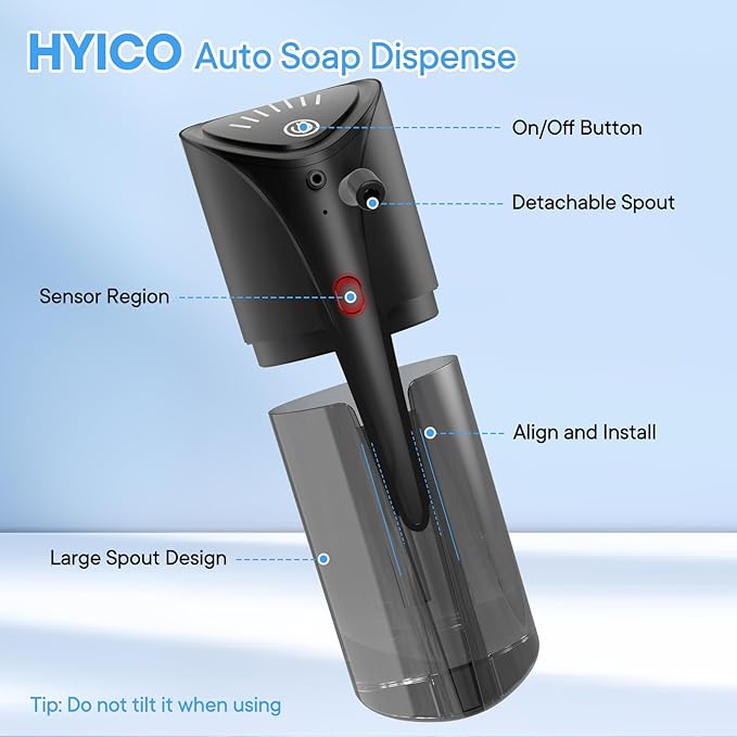 Automatic Liquid Soap Dispenser, 15.83 oz/450mL USB C Rechargeable Soap Dispenser, 7 Adjust Volume Touchless Hand Sanitizer Dispenser, Motion Sensor Waterproof Pump for Bathroom Kitchen (Black)