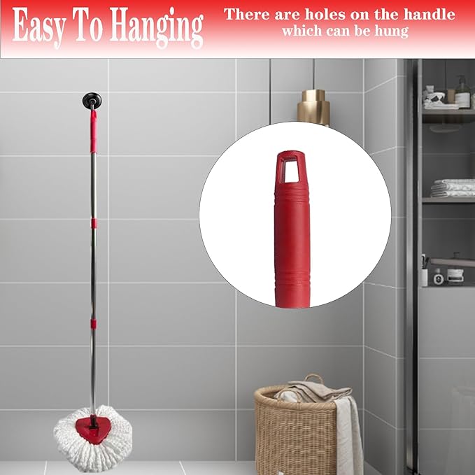 Spin Mop Replacement Handle, 4-Section 30-to-58 inch Mop Replacement Stick Compatible with Ocedar Mop Handle for Easy Wring Mop Refills, Germany Screw Joint(Mop Head&Base not Include)
