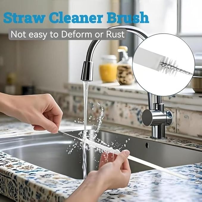 3 Pack Bottle Cleaning Brush Set -12 Inch Long Bottle Brush, Straw Cleaner, and Lid Brush, Suitable for Baby Bottles, Travel Mugs, Decanters, Narrow Neck Containers