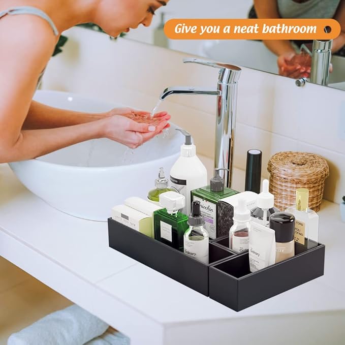 Black Bamboo Drawer Organizer, 6"3"2.5"