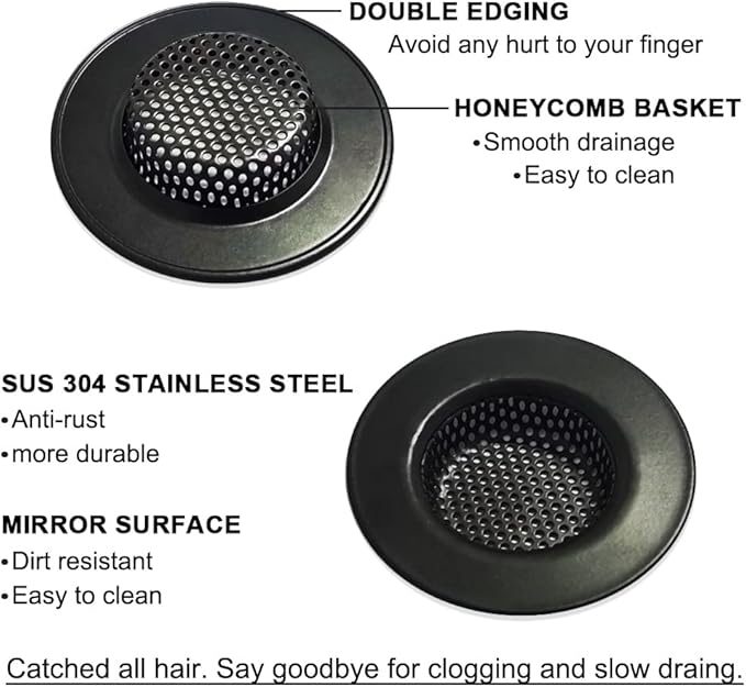 Seatery 1.75" Bathtub Drain Strainers, Shower Drain Hair Catchers, Stainless Steel Drain Filter Cover for Bathroom Laundry Floor Drain