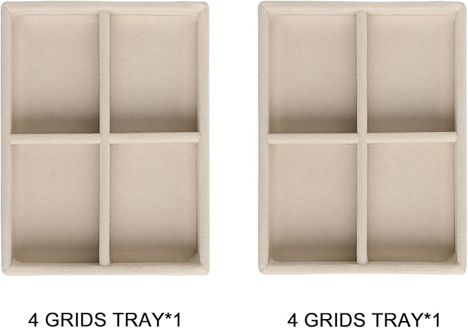 Frebeauty Small Jewelry Tray Set,Stackable Velvet Jewelry Organizer Tray,Mini Jewelry Drawer Organizer,Drawer Inserts,4.92 x 3.74 x 0.9 Inches