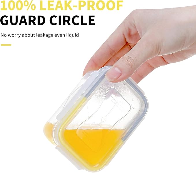 KIGI Small Plastic Food Storage Container for Snack, Lunch & Meal Prep, BPA-Free, Airtight lids, Rectangular Leak-Proof Mini Bento box