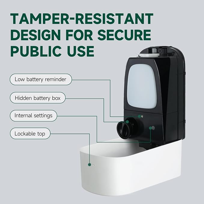anydry Commercial Automatic Soap Dispenser Large 34oz/1000ml Capacity Wall-Mounted Touchless Liquid Dispenser for High-Traffic Restrooms, Offices, Hospitals Model AD1220S White