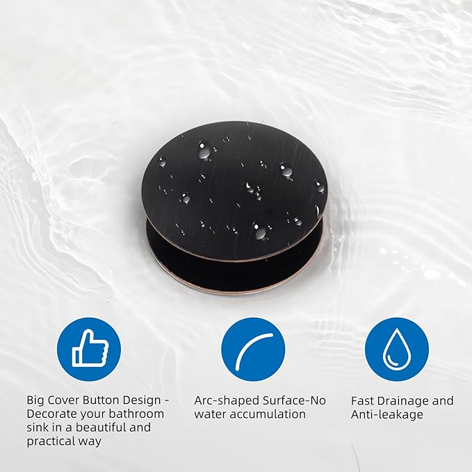 Universal Bathroom Sink Stopper, Metal Pop Up Sink Drain Strainer with Hair Catcher, Fit 1.1"-2.36" US Basin, Wash Basin Drain Plug
