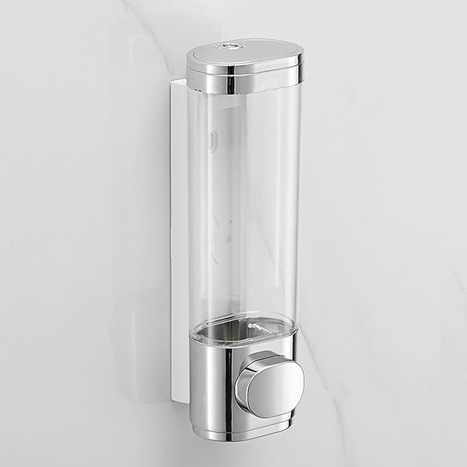 Soap Dispensers 300ML ABS Plastic Drill Free with A dhesive or Wall Mount with Screws Liquid Hand Soap Dispenser for Bathroom or Kitchen (White)