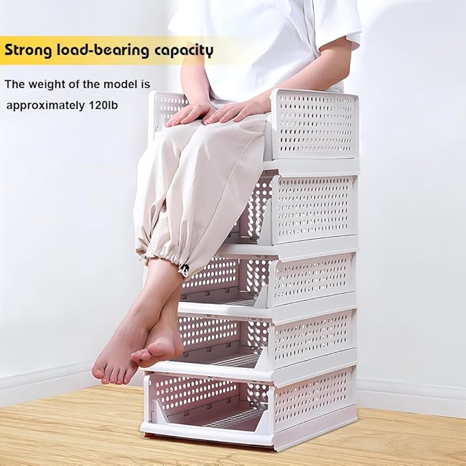 Yazi 5 Pack Stackable Closet Storage Box