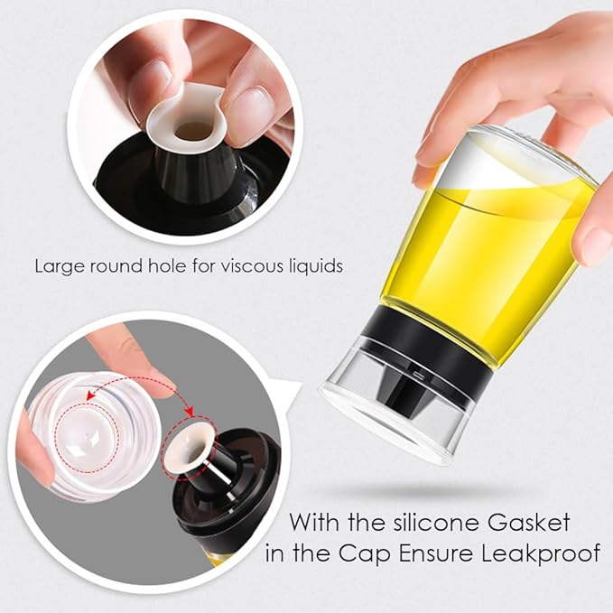 Outdoor Oil Dispenser Bottle for Camping, 160 ml/5.4 oz Glass Olive Oil and Vinegar Cruet, Leak-proof Well Sealed for Picnic Kitchen, 2 Pack