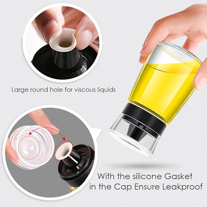 TINMIX Leak-proof Oil Dispenser Bottle for Outdoor Camping, 160 ml/5.4 oz Glass Olive Oil and Vinegar Cruet, Well Sealed for Picnic Kitchen, 1 Pack