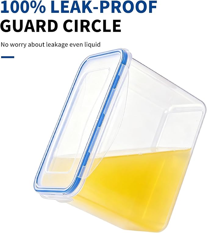 KIGI 143 OZ Large Food Storage Containers with Airtight Lids, BPA free Plastic, Leakproof, 4 Sided Locking Lid, 4 Piece Set, 17.7 Cup