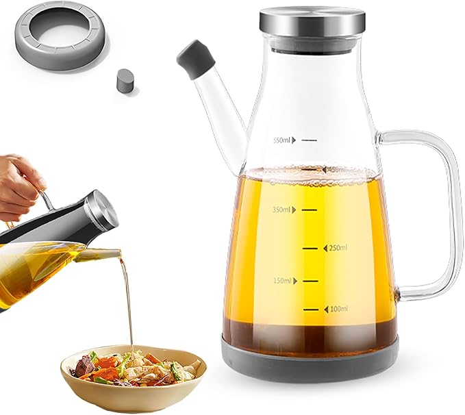 PUSKIU Oil Dispenser Bottle with Drip Free Spout, 1000ML Glass, Reusable, Modern, Cooking, Oil Sprayer