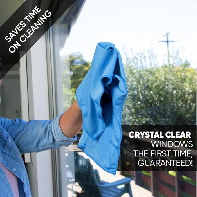Longmann Microfiber Glass Cleaning Cloths | Streak Free Windows & Mirrors | Lint Free Towels | Car Windows Wipes | Polishing Rags