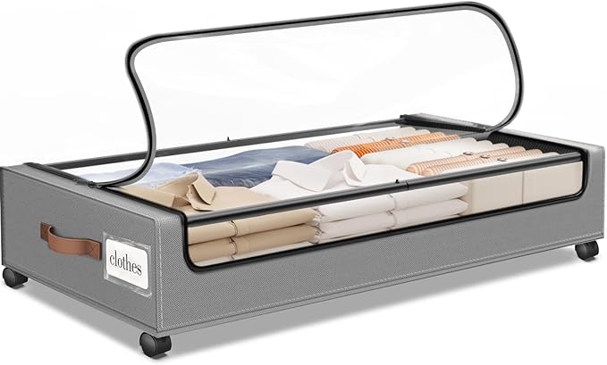 SpaceHacks Under Bed Storage (1 Pack) - Large Capacity Rolling Storage for Clothes & Blankets