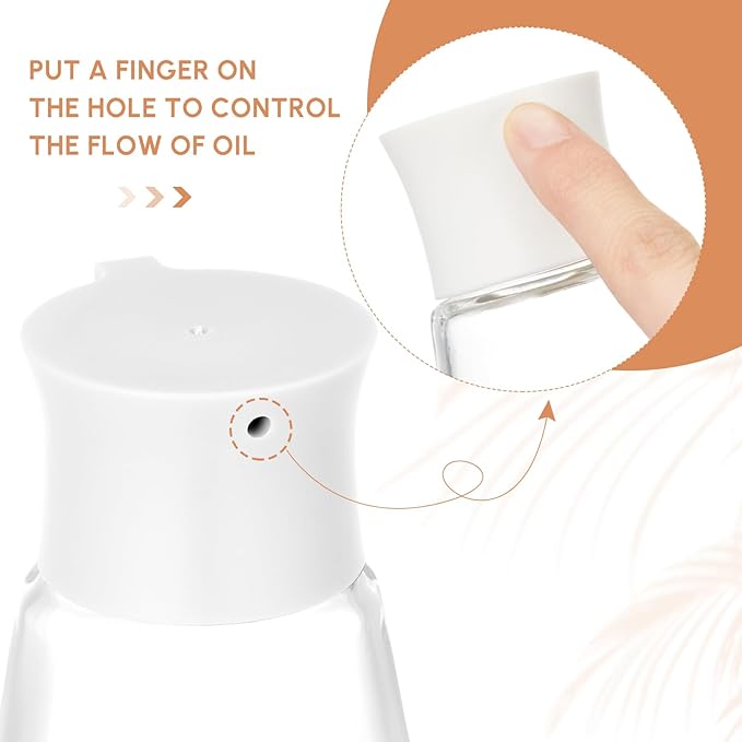 1 Pcs 9.6 oz Cruet Dispenser for Olive Oil Vinegar Soy Sauce Dispenser Bottle Glass Soy Sauce Container Oil Bottle for Kitchen Cooking Barbecue(White)