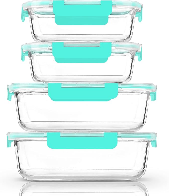 [80 oz & 36 oz]Extra Large Glass Food Storage/Baking Containers Set with Lids, 2 Pack 80 oz(10 cup)&2 Pack 36 oz (4.5 cup)Airtight Glass Container