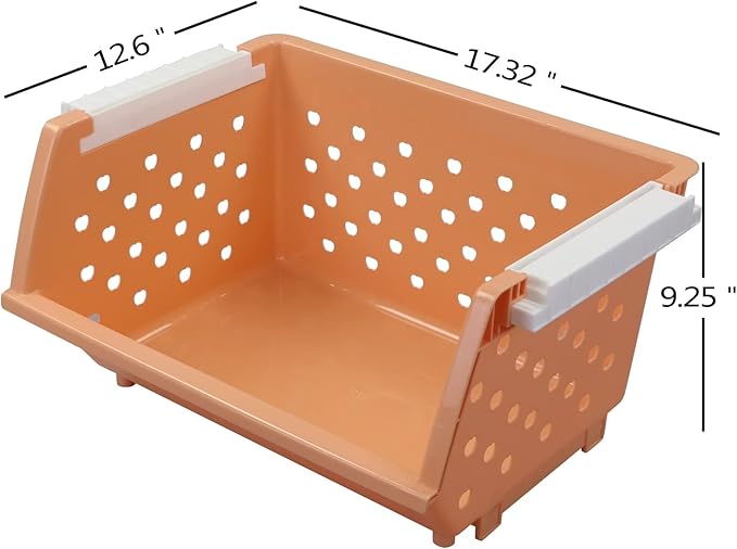 Asking 4-Pack Colorful Plastic Stackable Kitchen Storage Basket, Stacking Organizer Bin