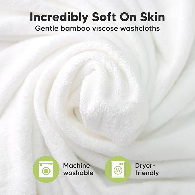 6-Pack Baby Washcloths – Soft Absorbent Viscose from Bamboo Washcloths for Face, Body, Baby Towels for Newborn, Kids, Toddlers, Infant, Gentle on Sensitive Skin, 10x10 Reusable Face Towels (Cool Gray)
