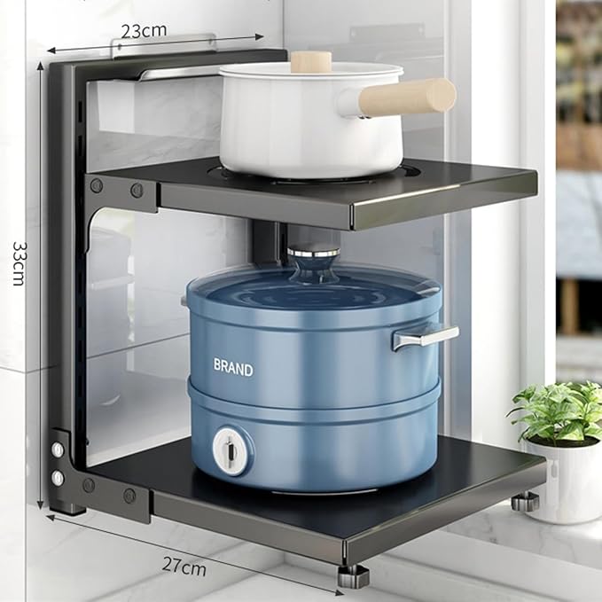 Pots and Pans Organizer for Cabinet Black Adjustable 2 Tier Pot Organizer Rack