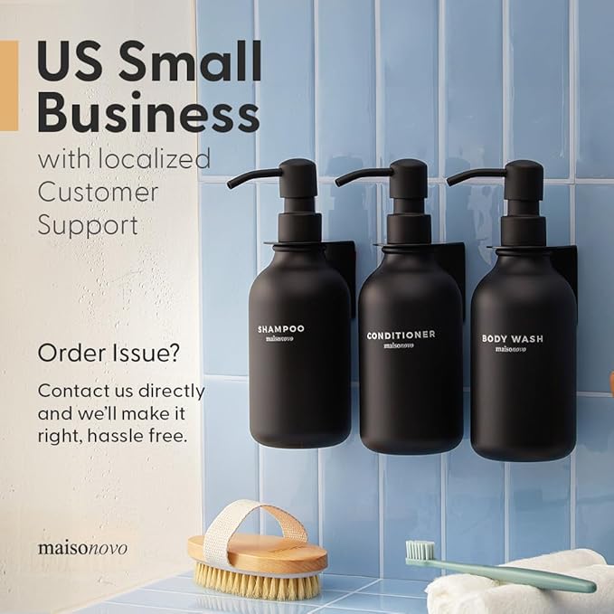 MAISONOVO Adhesive Soap Holder | Shampoo Bottle Holder Set of 2 - Silver | Soap Bottle Holder | Wall Mounted Soap Holder | Soap Dispenser Holder