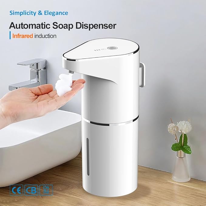 Automatic Foaming Soap Dispenser, 12oz/350ml Hand Soap Dispenser with 3levels Adjustable, Type-C Rechargable & Self Clean Touchless Soap Dispensers for Kitchen Bathroom Hotels
