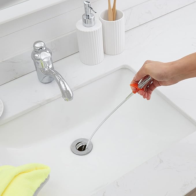 Drain Clog Remover Tool, 6 Pack with 5 Plastic and 1 Stainless Steel Drain Snakes, Hair Unclogger for Toilet, Kitchen Sink, Bathroom Tub