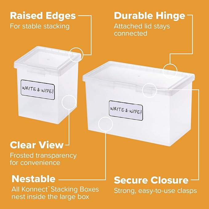 Bostitch Konnect Storage Containers with Lids, 1 4 Qt Box, 2 1.5 Qt boxes
