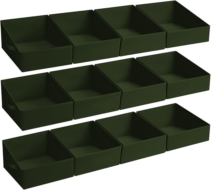 DIMJ Closet Storage Bins 12 Pack - Fabric Storage Baskets for Shelves, Collapsible Clothes Organizer with Handles