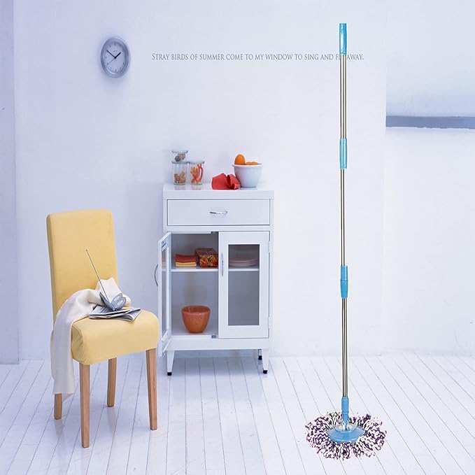Blue Spin Mop Adjustable Handle and Head Replacement for Home,Office,Car