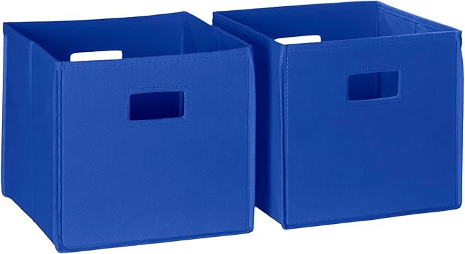 Folding Storage Bins with Handles Blue Cube Storage Organizer for Closet